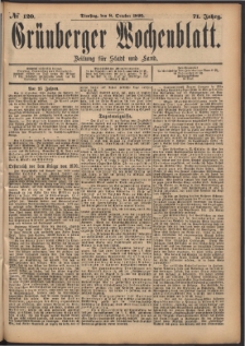 Gr&uuml;nberger Wochenblatt: Zeitung f&uuml;r Stadt und Land, No. 120. (8. October 1895)