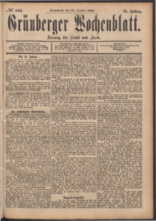 Gr&uuml;nberger Wochenblatt: Zeitung f&uuml;r Stadt und Land, No. 125. (19. October 1895)