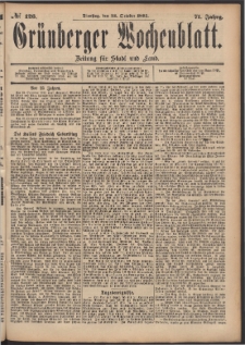 Gr&uuml;nberger Wochenblatt: Zeitung f&uuml;r Stadt und Land, No. 126. (22. October 1895)