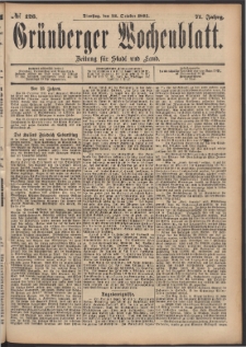 Grünberger Wochenblatt: Zeitung für Stadt und Land, No. 126. (22. October 1895)