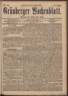 Grünberger Wochenblatt: Zeitung für Stadt und Land, No. 127. (24. October 1895)