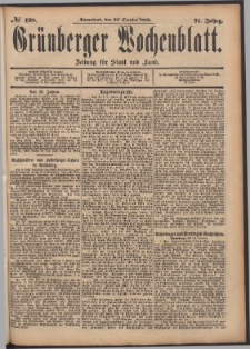 Gr&uuml;nberger Wochenblatt: Zeitung f&uuml;r Stadt und Land, No. 128. (26. October 1895)