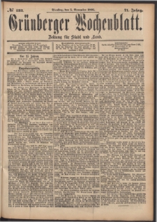 Gr&uuml;nberger Wochenblatt: Zeitung f&uuml;r Stadt und Land, No. 132. (5. November 1895)