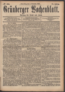 Grünberger Wochenblatt: Zeitung für Stadt und Land, No. 133. (7. November 1895)