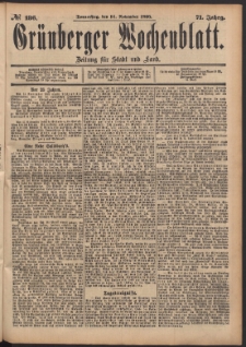 Grünberger Wochenblatt: Zeitung für Stadt und Land, No. 136. (14. November 1895)