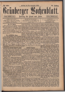 Gr&uuml;nberger Wochenblatt: Zeitung f&uuml;r Stadt und Land, No. 139. (22. November 1895)