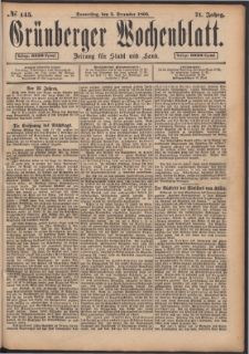 Grünberger Wochenblatt: Zeitung für Stadt und Land, No. 145. (5. December 1895)
