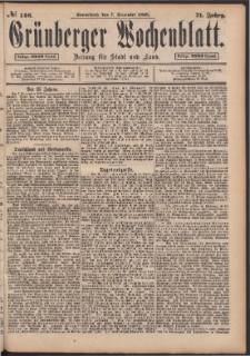Gr&uuml;nberger Wochenblatt: Zeitung f&uuml;r Stadt und Land, No. 146. (7. December 1895)