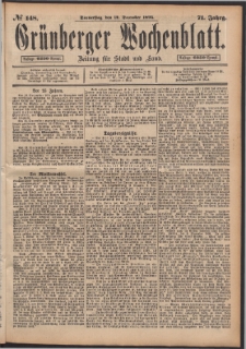 Grünberger Wochenblatt: Zeitung für Stadt und Land, No. 148. (12. December 1895)