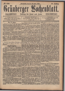 Gr&uuml;nberger Wochenblatt: Zeitung f&uuml;r Stadt und Land, No. 149. (14. December 1895)
