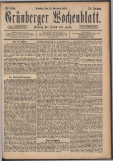Gr&uuml;nberger Wochenblatt: Zeitung f&uuml;r Stadt und Land, No. 150. (17. December 1895)