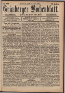 Gr&uuml;nberger Wochenblatt: Zeitung f&uuml;r Stadt und Land, No. 152. (21. December 1895)