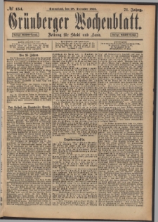 Gr&uuml;nberger Wochenblatt: Zeitung f&uuml;r Stadt und Land, No. 154. (28. December 1895)