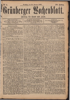 Grünberger Wochenblatt: Zeitung für Stadt und Land, No. 5. (12. Januar 1897)