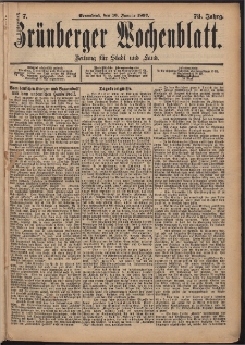 Gr&uuml;nberger Wochenblatt: Zeitung f&uuml;r Stadt und Land, No. 7. (16. Januar 1897)