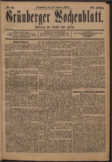 Gr&uuml;nberger Wochenblatt: Zeitung f&uuml;r Stadt und Land, No. 10. (23. Januar 1897)