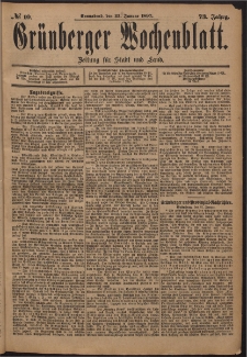 Grünberger Wochenblatt: Zeitung für Stadt und Land, No. 10. (23. Januar 1897)