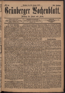 Gr&uuml;nberger Wochenblatt: Zeitung f&uuml;r Stadt und Land, No. 11. (26. Januar 1897)