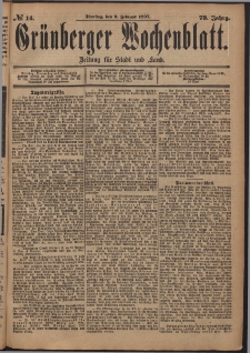 Grünberger Wochenblatt: Zeitung für Stadt und Land, No. 14. (2. Februar 1897)
