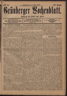 Grünberger Wochenblatt: Zeitung für Stadt und Land, No. 28. (6. März 1897)