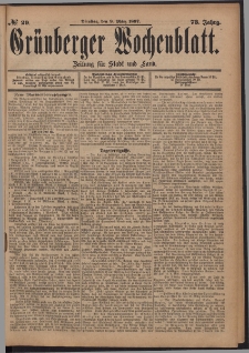 Gr&uuml;nberger Wochenblatt: Zeitung f&uuml;r Stadt und Land, No. 29. (9. M&auml;rz 1897)