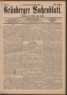Gr&uuml;nberger Wochenblatt: Zeitung f&uuml;r Stadt und Land, No. 38. (30. M&auml;rz 1897)