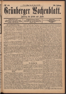 Grünberger Wochenblatt: Zeitung für Stadt und Land, No. 42. (8. April 1897)