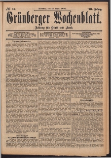 Grünberger Wochenblatt: Zeitung für Stadt und Land, No. 44. (13. April 1897)