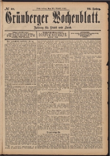 Gr&uuml;nberger Wochenblatt: Zeitung f&uuml;r Stadt und Land, No. 48. (22. April 1897)