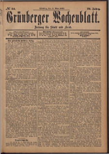 Gr&uuml;nberger Wochenblatt: Zeitung f&uuml;r Stadt und Land, No. 53. (4. Mai 1897)