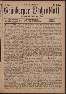 Gr&uuml;nberger Wochenblatt: Zeitung f&uuml;r Stadt und Land, No. 56. (11. Mai 1897)