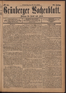 Gr&uuml;nberger Wochenblatt: Zeitung f&uuml;r Stadt und Land, No. 60. (20. Mai 1897)