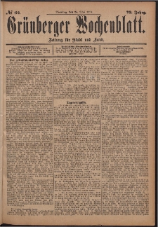 Grünberger Wochenblatt: Zeitung für Stadt und Land, No. 62. (25. Mai 1897)
