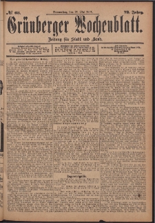 Gr&uuml;nberger Wochenblatt: Zeitung f&uuml;r Stadt und Land, No. 63. (27. Mai 1897)