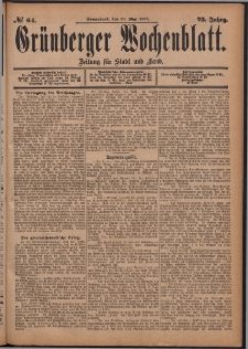 Gr&uuml;nberger Wochenblatt: Zeitung f&uuml;r Stadt und Land, No. 64. (29. Mai 1897)