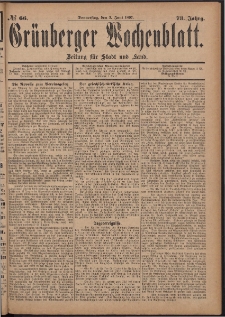 Gr&uuml;nberger Wochenblatt: Zeitung f&uuml;r Stadt und Land, No. 66. (3. Juni 1897)