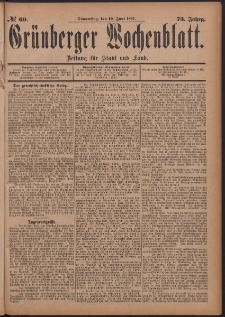 Gr&uuml;nberger Wochenblatt: Zeitung f&uuml;r Stadt und Land, No. 69. (10. Juni 1897)