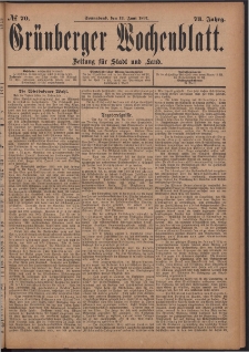 Gr&uuml;nberger Wochenblatt: Zeitung f&uuml;r Stadt und Land, No. 70. (12. Juni 1897)