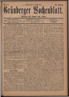 Grünberger Wochenblatt: Zeitung für Stadt und Land, No. 71. (15. Juni 1897)