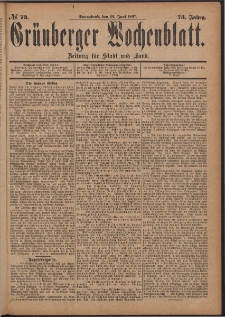 Gr&uuml;nberger Wochenblatt: Zeitung f&uuml;r Stadt und Land, No. 73. (19. Juni 1897)