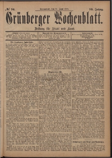 Gr&uuml;nberger Wochenblatt: Zeitung f&uuml;r Stadt und Land, No. 76. (26. Juni 1897)