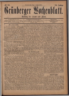 Grünberger Wochenblatt: Zeitung für Stadt und Land, No. 79. (3. Juli 1897)