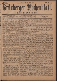 Gr&uuml;nberger Wochenblatt: Zeitung f&uuml;r Stadt und Land, No. 83. (13. Juli 1897)