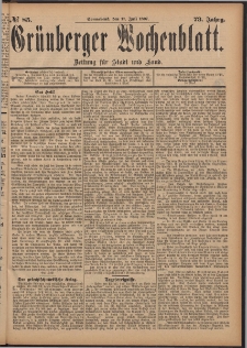 Gr&uuml;nberger Wochenblatt: Zeitung f&uuml;r Stadt und Land, No. 85. (17. Juli 1897)