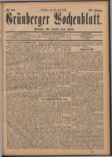 Gr&uuml;nberger Wochenblatt: Zeitung f&uuml;r Stadt und Land, No. 86. (20. Juli 1897)