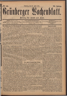Grünberger Wochenblatt: Zeitung für Stadt und Land, No. 89. (27. Juli 1897)