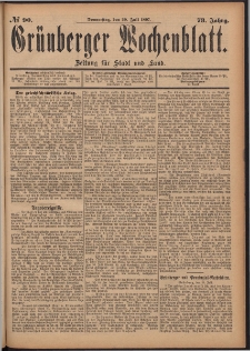 Gr&uuml;nberger Wochenblatt: Zeitung f&uuml;r Stadt und Land, No. 90. (29. Juli 1897)