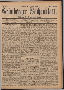 Grünberger Wochenblatt: Zeitung für Stadt und Land, No. 95. (10. August 1897)