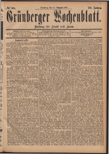 Gr&uuml;nberger Wochenblatt: Zeitung f&uuml;r Stadt und Land, No. 98. (17. August 1897)