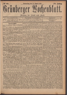 Grünberger Wochenblatt: Zeitung für Stadt und Land, No. 99. (19. August 1897)